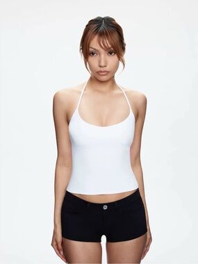 Tank Air Spill Halter White Halter Tank Top